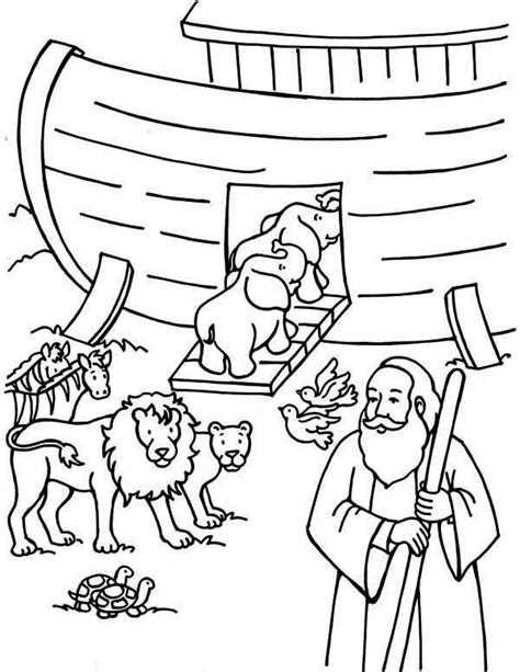 noah counting  animals  departing  ark coloring page