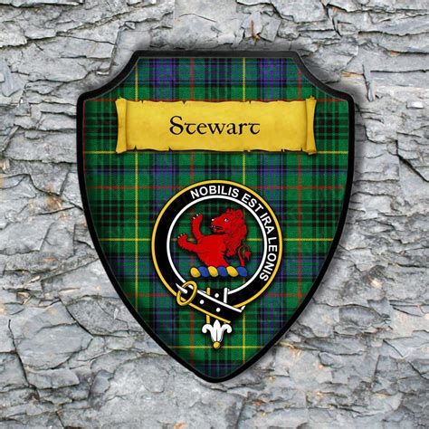 stewart  stuart shield plaque  scottish clan coat  arms badge