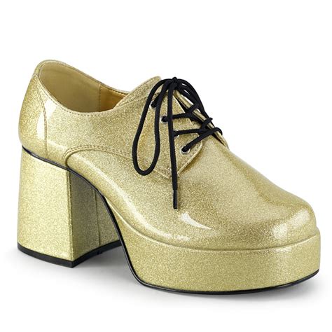 mens pearlized gold glitter platform disco  retro costume shoes shoecupcom