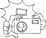 Camera Clipart Flash Line Kids Coloring Pages Child Library sketch template