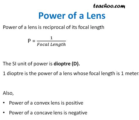power   lens definition unit diopter formula teachoo