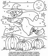 Halloween Number Color Coloring Pages Numbers Kids Worksheets Printable Printables Activities French Kindergarten Witch Drawings Worksheet Math Doverpublications Crafts Print sketch template