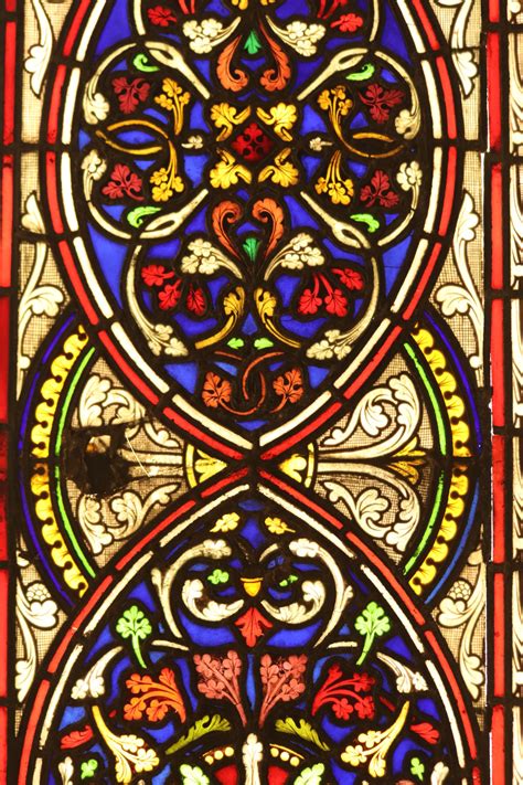 An Antique Medieval Style Stained Glass Window Panel Uk