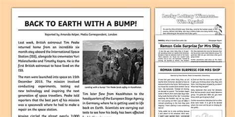 newspaper report examples resource pack
