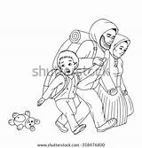 Immigrant Refugee Sketch Refugees Drawn Hand Man Coloring Stock Mother Boy Little Vector Shutterstock Template Pages Family sketch template
