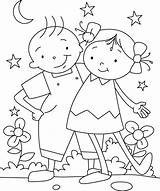 Coloring Friend Represents Each Pages Friendship Kids Children sketch template
