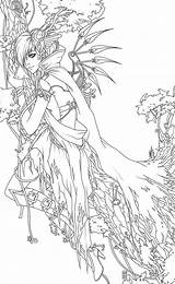 Coloring Anime Pages Fantasy Lineart Forest Deviantart Adults Adult Books Book Printable Colouring Fairy Valentina Misc Library Sexy Remenar Line sketch template