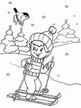 Coloring Winter Skiing Rocks Printable Talvi Nature Christmas Väritys Värityskuvat Template Kirjonta Tilkkupeitto Jäännöspaloista Animaux Värityskuva sketch template