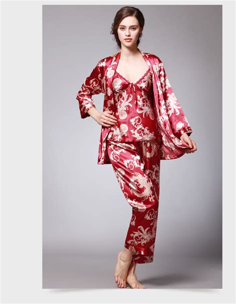 wholesale luxury chinese dragon pajama sets silk satin pajamas set