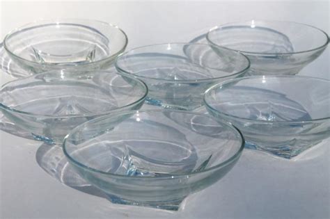 Mcm Vintage Crystal Clear Glass Salad Bowls Set Hazel