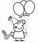 Peppa Pig Coloring Birthday Pages Printable Print sketch template