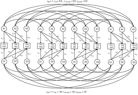 Path Diagram For Longitudinal Ade Model On Thought