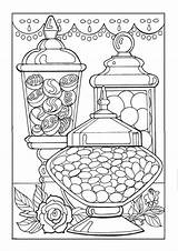 Candy Ausmalbilder Colouring Gourmandises Jars Tulamama Erwachsene Books Doverpublications Creative Vorlagen Malvorlagen Malbuch Dover sketch template