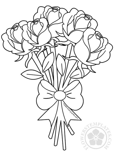 flower bouquet  roses coloring page flowers templates