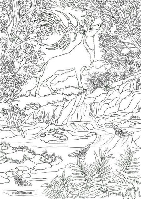 deer printable adult coloring page  favoreads coloring etsy
