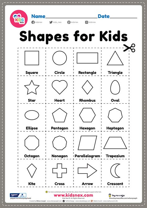 printable basic shapes  kids flash cards cutting