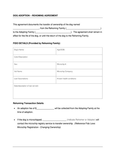 dog rehoming contract editable template airslate signnow