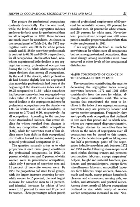 2 trends in occupational segregation by sex and race 1960 1981 sex