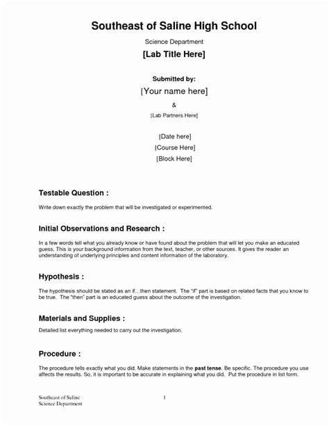 formal lab report template   formal lab report template