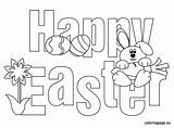 Easter Happy Coloring Pages Colouring Printable Print Bunny Cards Sheet Egg Printables Words Worksheets Card Color Sheets Kids Religious Coloringpage sketch template