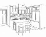 Kitchen Drawing Easy Layout Clockwise Small Interior Modern Line Remodel Drawings Plans Paintingvalley Sketches Collection Cabinet Choose Board sketch template