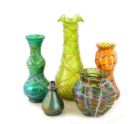 Lot Art Glass Vases 5pcs