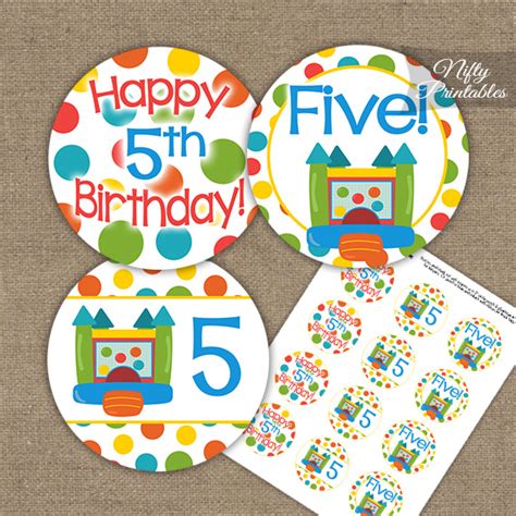 birthday toppers bounce house birthday cupcake toppers nifty