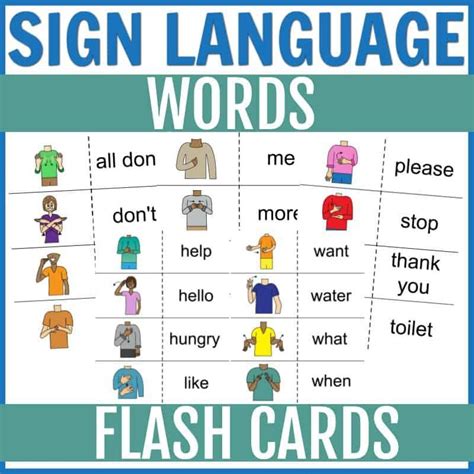 sign language flashcards  started  asl printable