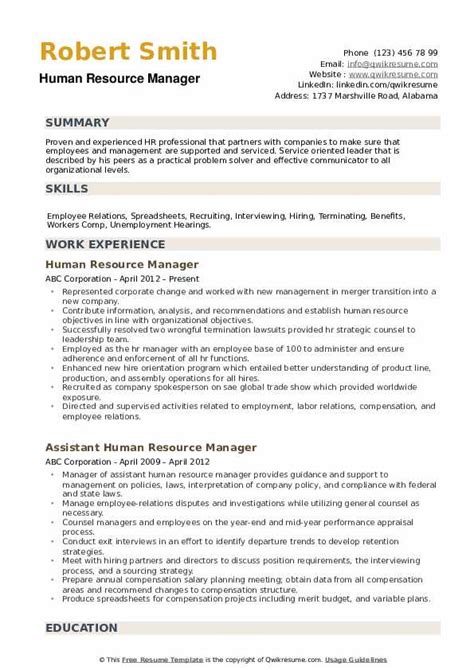 hr manager resume examples