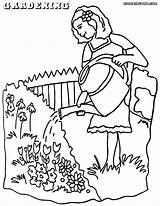 Gardening Coloring Pages Watering Print Girl sketch template