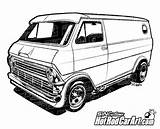 Econoline Clipart 1974 Van Ford Hot Vans Custom Car Drawings Clip Cars Rod Rods Coloring Pages Vintage Truck Classic Rat sketch template