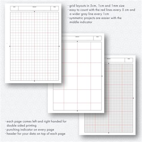 quilting graph paper set english instant  printable etsy