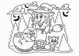 Halloween Coloring Pages Cat Printable Candy Witch Themed Winter Kids Color Village Getcolorings Pumpkin Activity 4kids sketch template