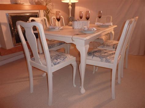 Shabby Chic Extendable Dining Table With 6 Chairs Painted
