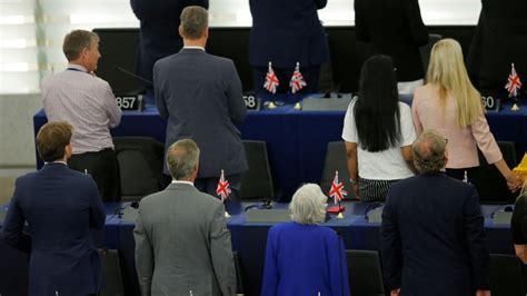 brexit party meps turn  backs  eus ode  joy anthem  european parliament politics