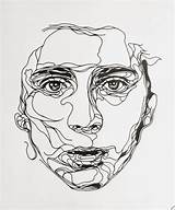 Line Continuous Drawing Face Paintingvalley sketch template