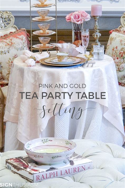 tea party table setting pink  gold versace plates
