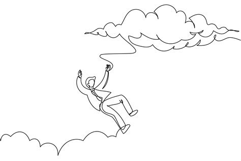 single   drawing businessman falling  sky failure