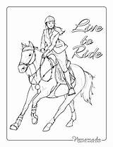 Horse Coloring Pages Riding Easy Printable Adults Lady Kids Printables sketch template
