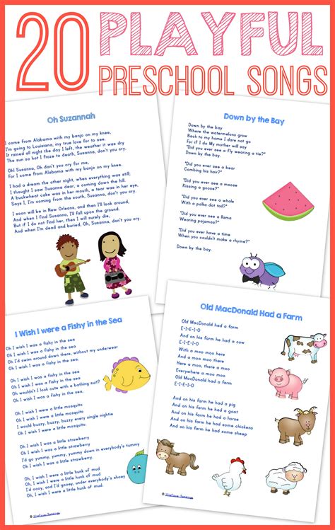 preschool songs  printable wildflower ramblings