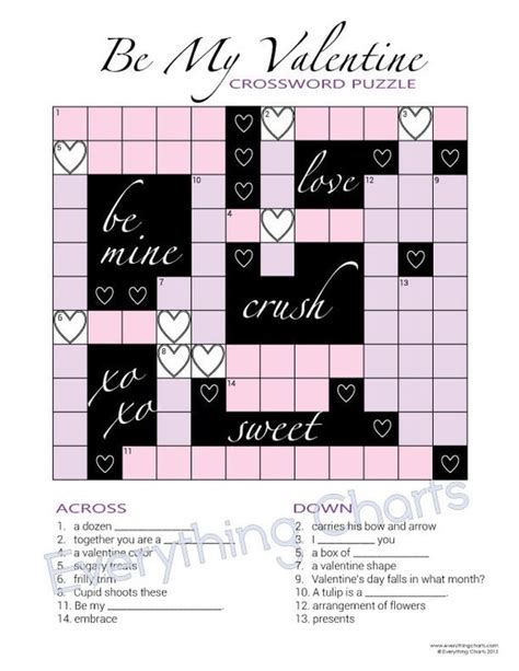 valentine crossword puzzle  filesprintables