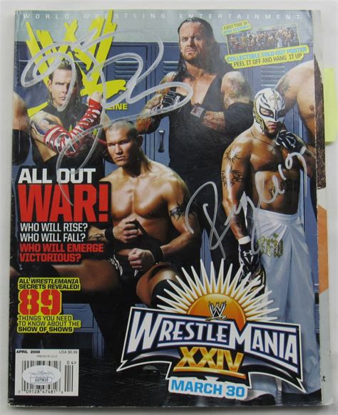 2008 Wwe Magazine Signed By 6 With Jeff Hardy Rey Mysterio Chris
