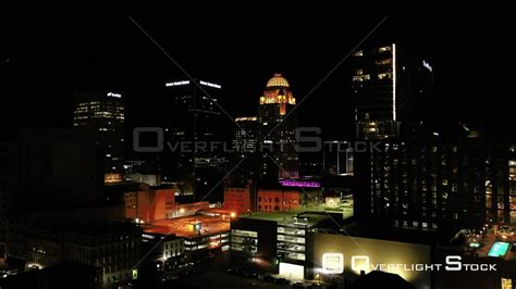 overflightstock locked  static view downtown louisville kentucky drone aerial footage