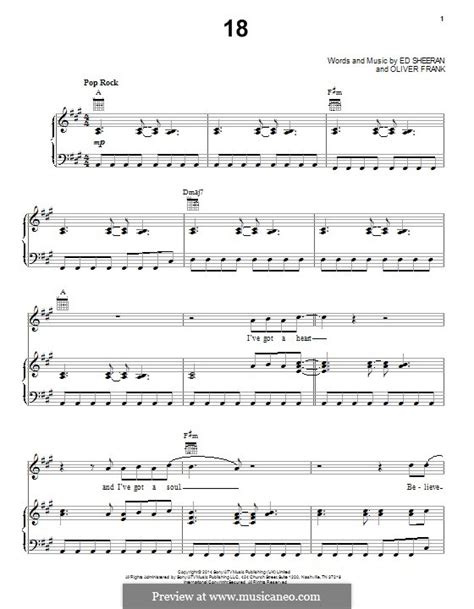 18 one direction by e sheeran o frank sheet music on musicaneo