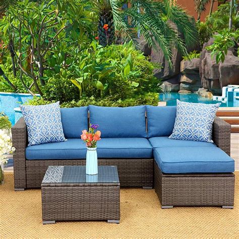 superjoe  piece outdoor patio pe rattan sofa  ottoman sectional furniture conversation set