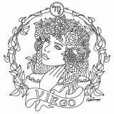 Coloring Pages Zodiac Libra Signs Virgo Colouring Sagittarius Printable Adult Color Beauty Adults Mandala Sheets Horoscope Tattoo Designs Book Women sketch template