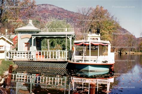 sidewheel paddle riverboat dock river fall colors autumn land of