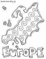 Europe Coloring Pages Euro Continent Map Printable Getcolorings Color sketch template