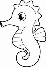 Seahorse Outline Clipart Cute Cartoon Purple Blue Animals Clip Search Available sketch template