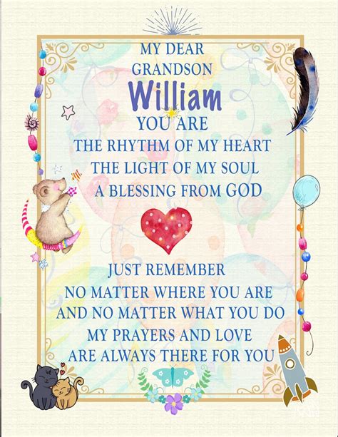 dear grandson personalized poster ready  frame add  grandsons
